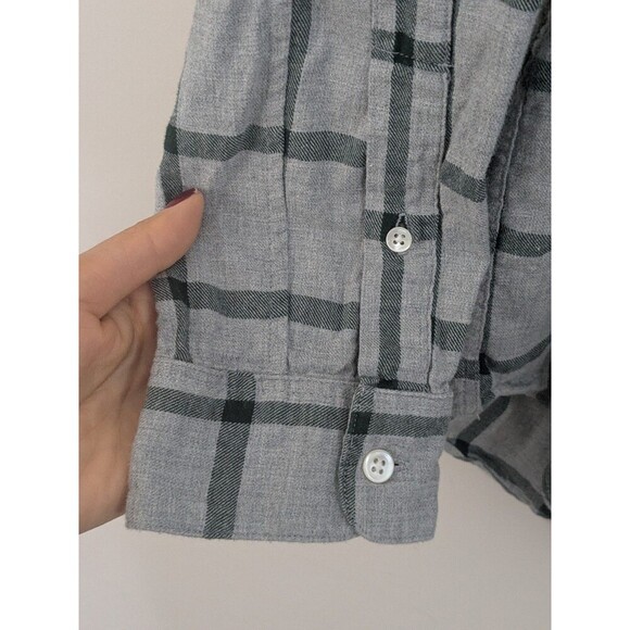 Steven Alan Shirt Mens Sz M Button Up Gray Plaid Pocket Flannel Made USA Light - Picture 5 of 11